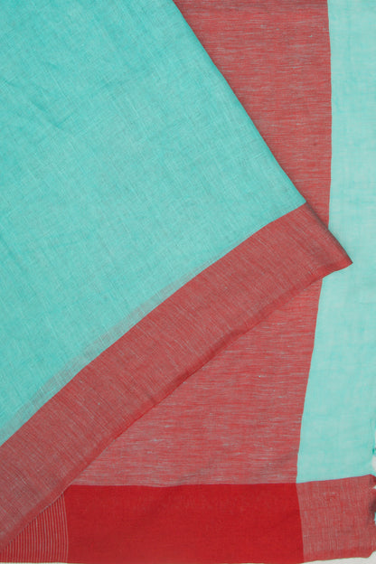 Linen Plain Blue Saree