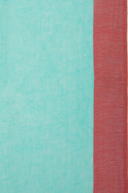 Linen Plain Blue Saree