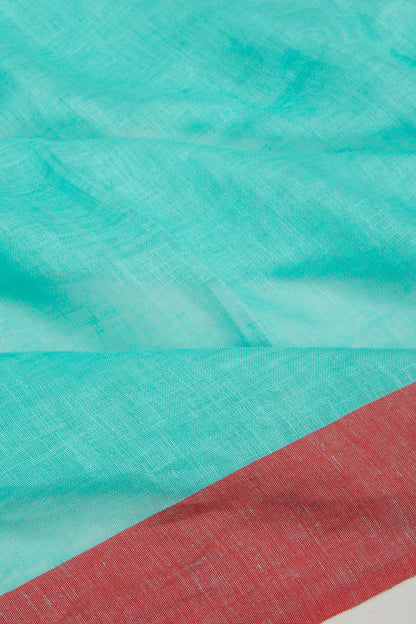 Linen Plain Blue Saree
