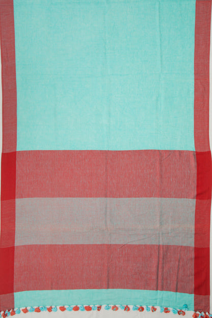 Linen Plain Blue Saree
