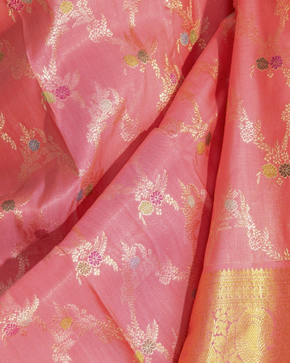 Kanchipuram Silk Jaal Pink Saree