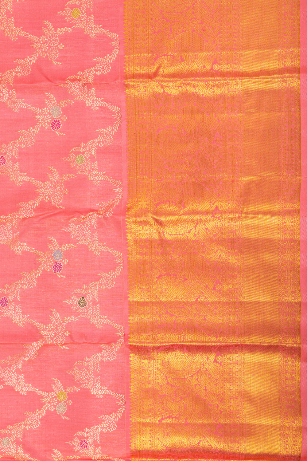 Kanchipuram Silk Jaal Pink Saree