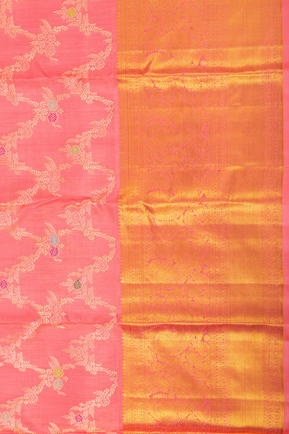 Kanchipuram Silk Jaal Pink Saree