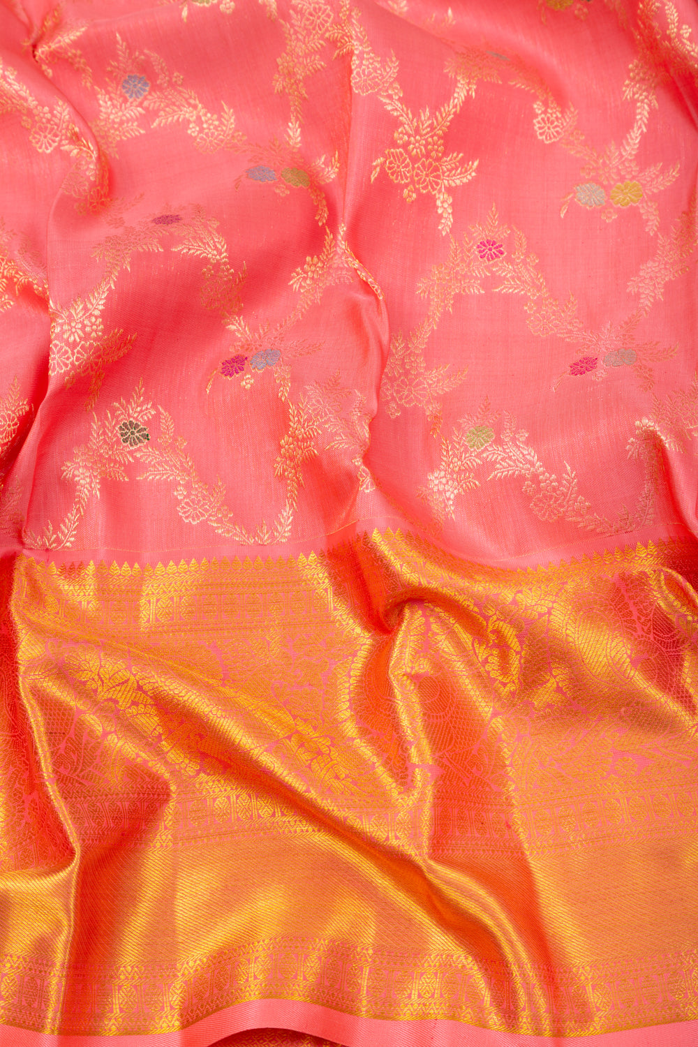 Kanchipuram Silk Jaal Pink Saree