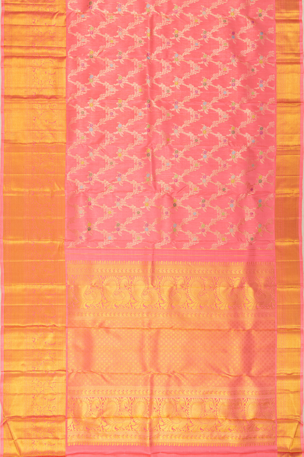 Kanchipuram Silk Jaal Pink Saree