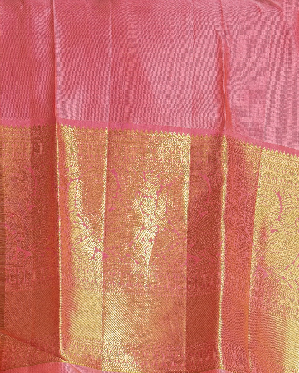 Kanchipuram Silk Jaal Pink Saree