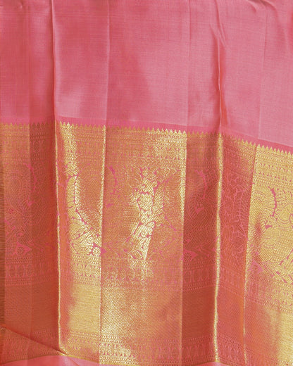 Kanchipuram Silk Jaal Pink Saree