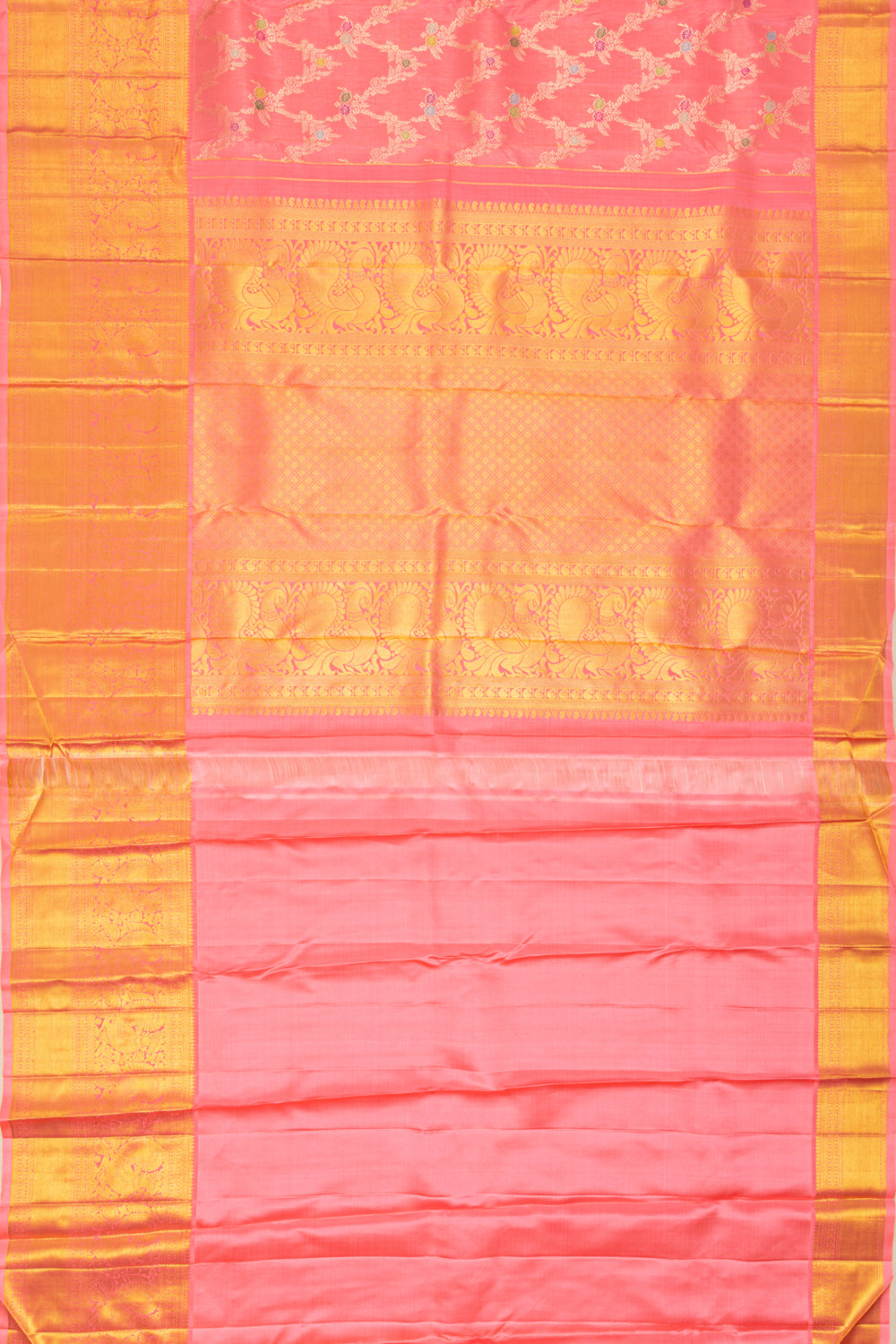 Kanchipuram Silk Jaal Pink Saree