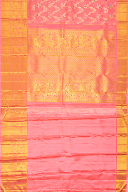 Kanchipuram Silk Jaal Pink Saree