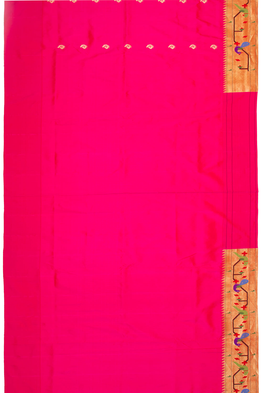 Paithani Silk Butta Pink Saree With Akruthi Border