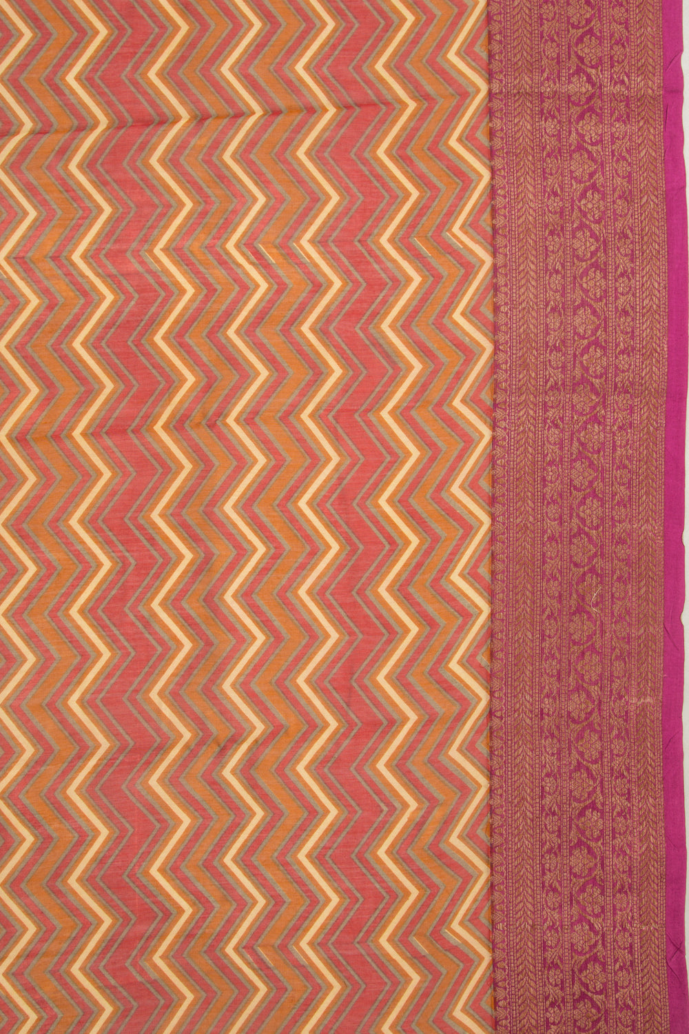 Chanderi Silk Zig-Zag Lines Multicolour Saree