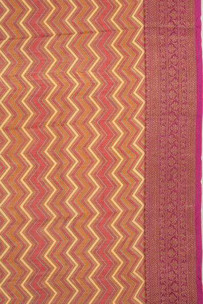 Chanderi Silk Zig-Zag Lines Multicolour Saree
