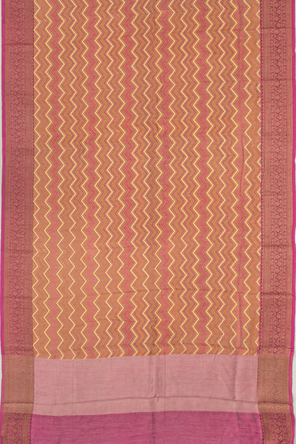 Chanderi Silk Zig-Zag Lines Multicolour Saree