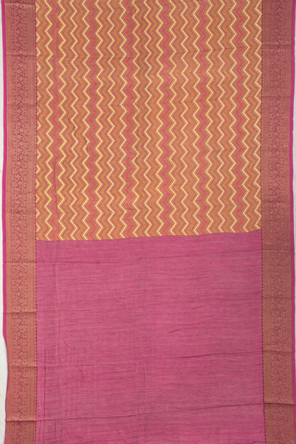 Chanderi Silk Zig-Zag Lines Multicolour Saree