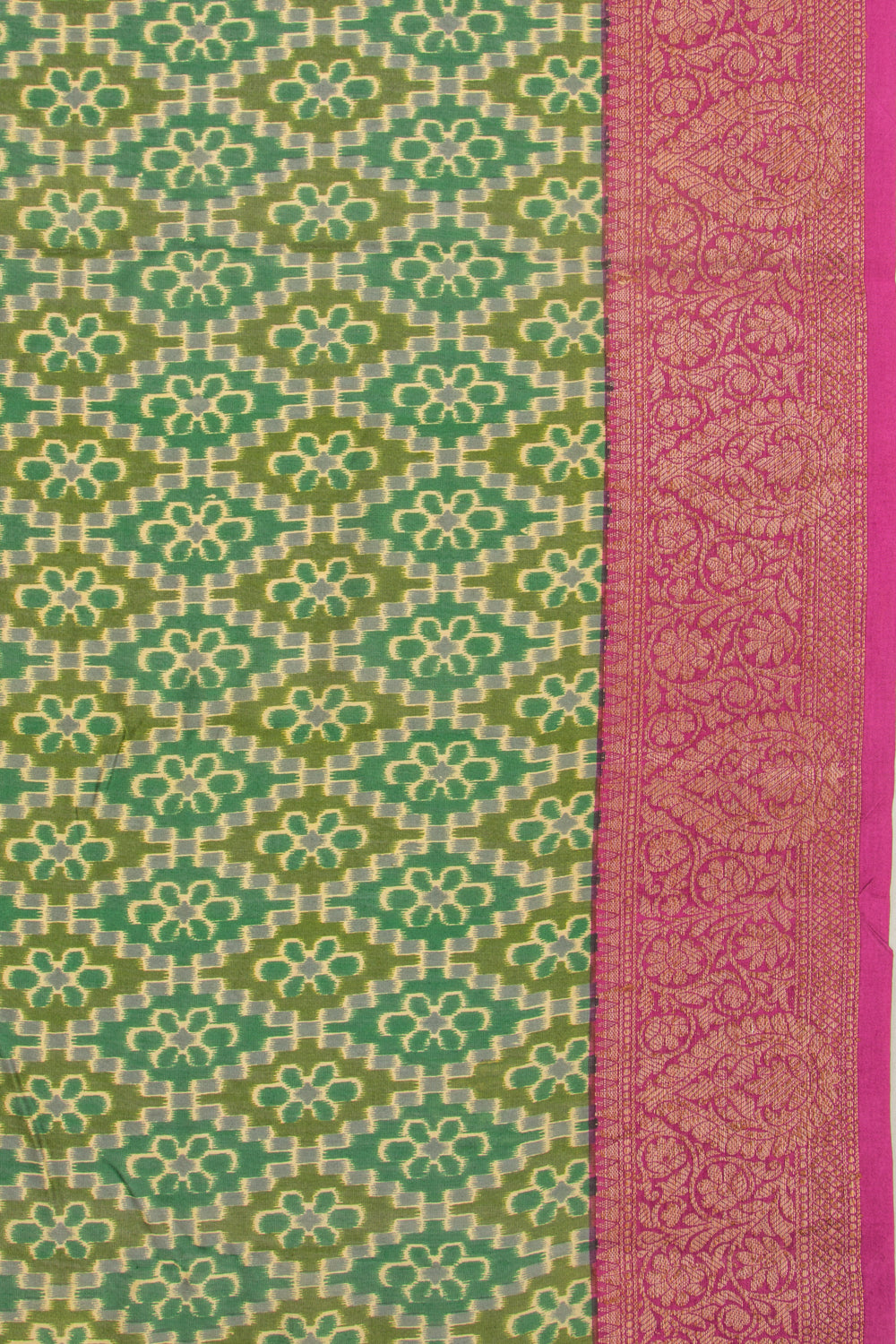 Chanderi Silk Printed Green Saree