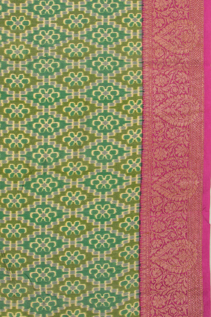 Chanderi Silk Printed Green Saree
