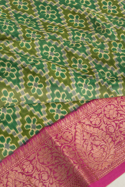 Chanderi Silk Printed Green Saree
