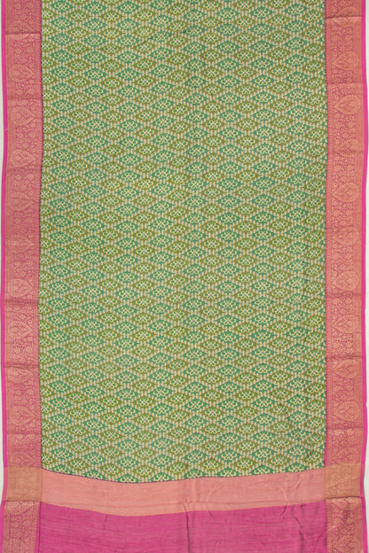 Chanderi Silk Printed Green Saree