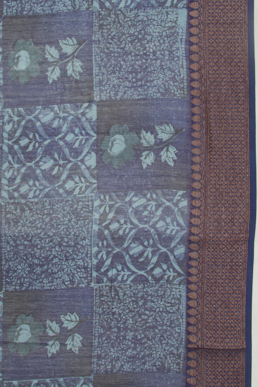 Chanderi Silk Printed Dark Blue Saree