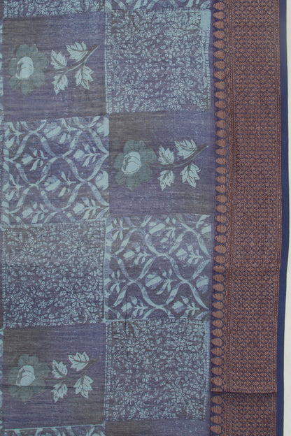 Chanderi Silk Printed Dark Blue Saree