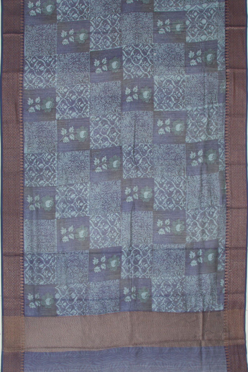 Chanderi Silk Printed Dark Blue Saree
