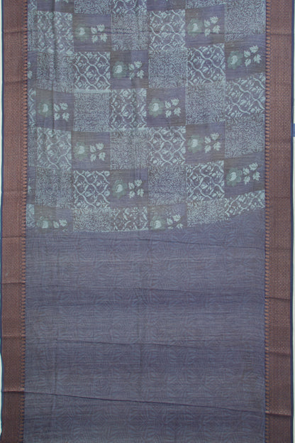 Chanderi Silk Printed Dark Blue Saree