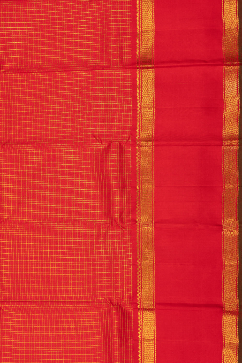 Kanchipuram Silk Kattam Checks Red Saree