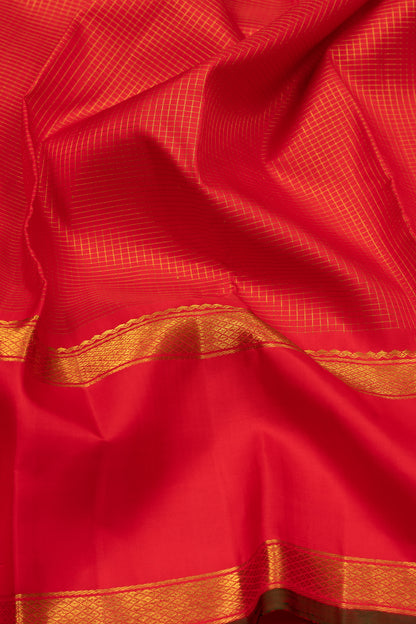 Kanchipuram Silk Kattam Checks Red Saree