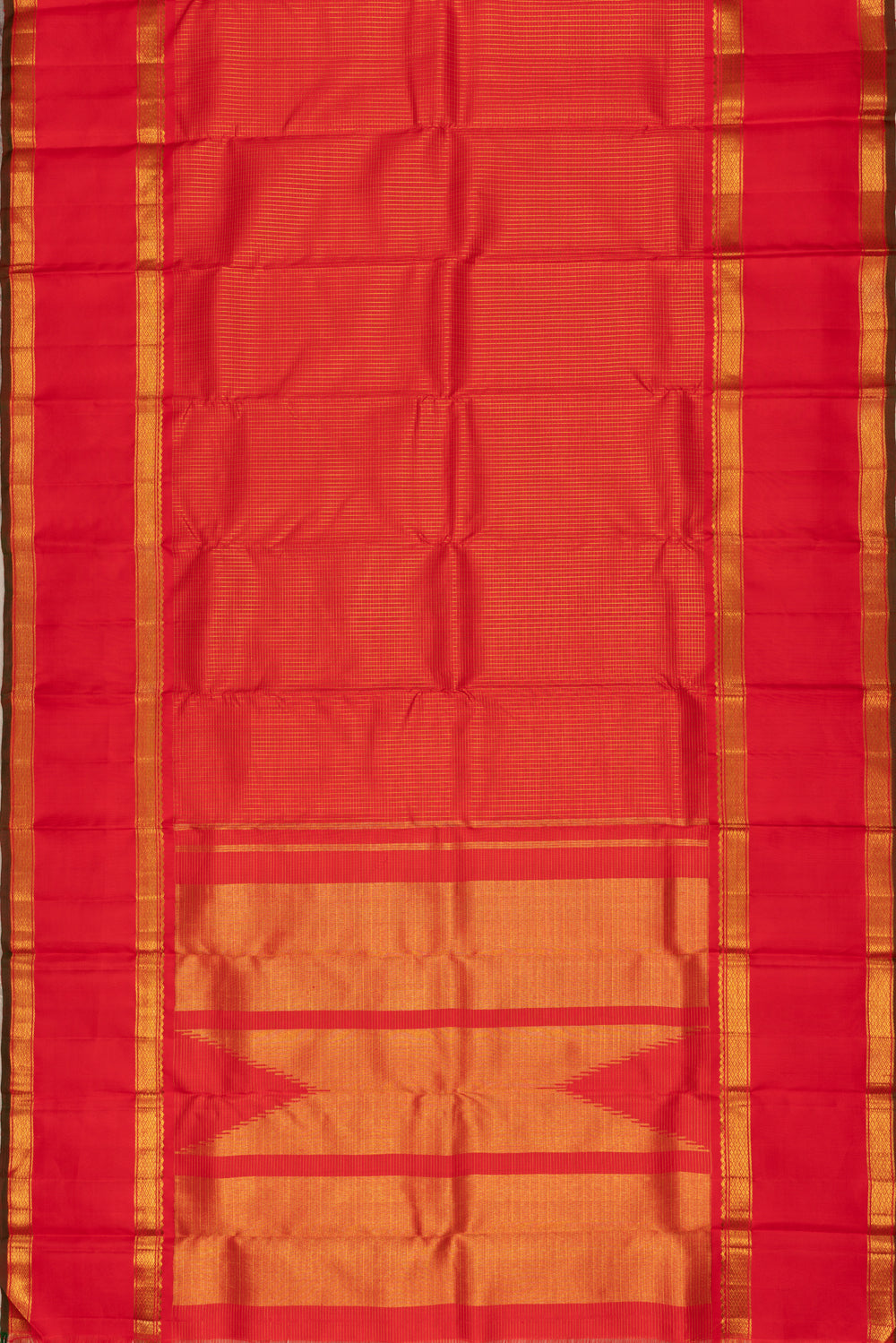 Kanchipuram Silk Kattam Checks Red Saree