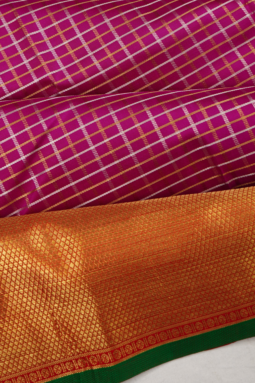 Kanchipuram Silk Checks Purple Saree
