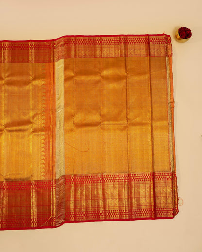 Kanchipuram Silk Tissue Brocade Orange Saree