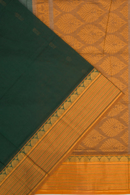 Chettinad Cotton Butta Bottle Green Saree