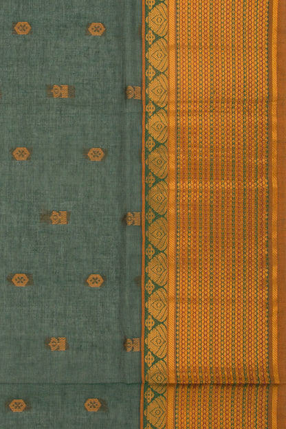 Chettinad Cotton Butta Bottle Green Saree
