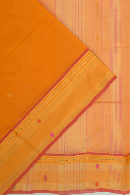 Chettinad Cotton Butta Mustard Yellow Saree