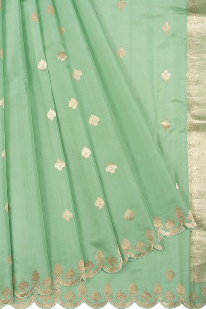 Banarasi Silk Butta Pastel Green Saree