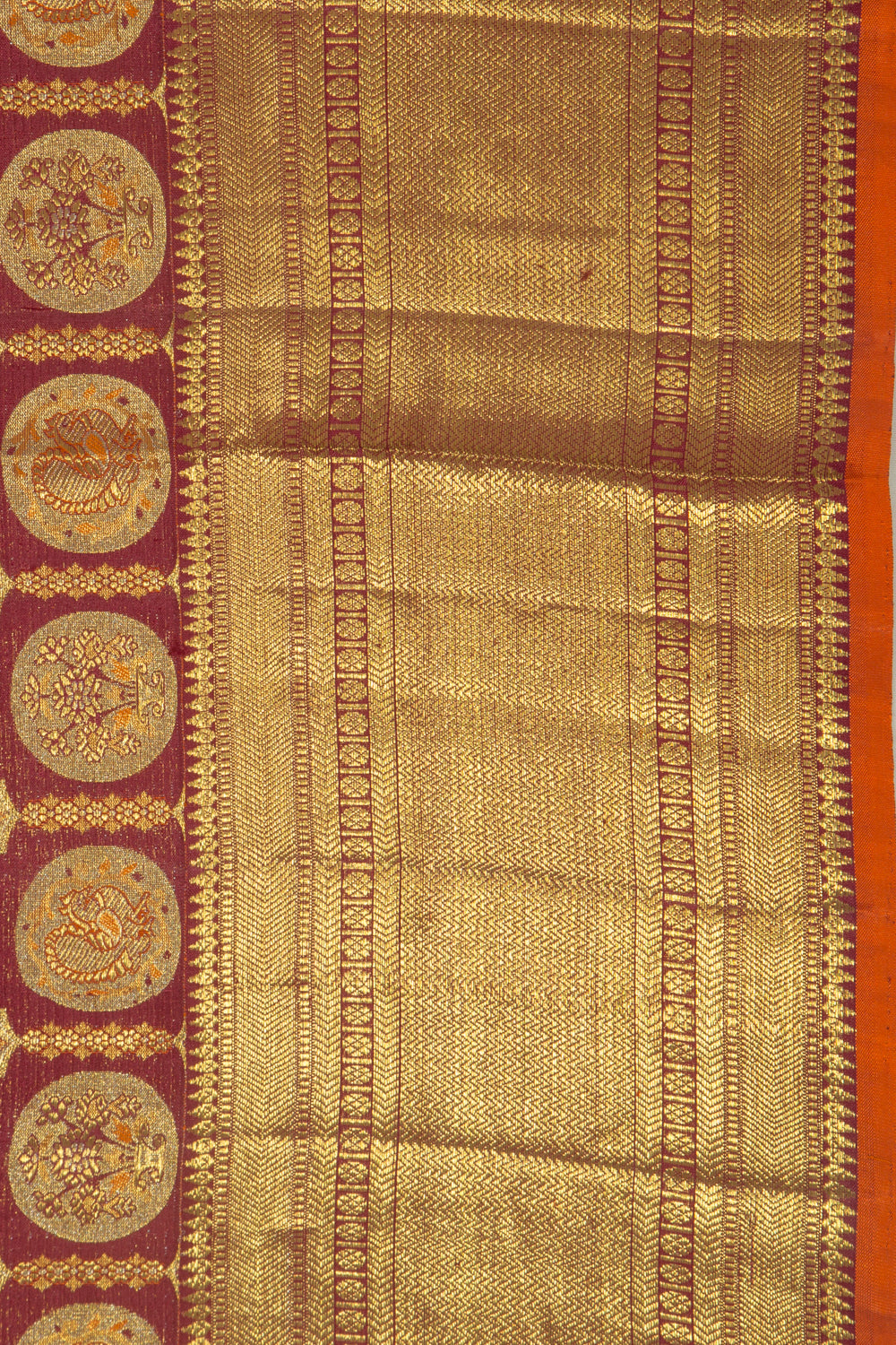 Kanchipuram Silk Checks And Butta Maroon Saree