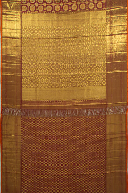Kanchipuram Silk Checks And Butta Maroon Saree