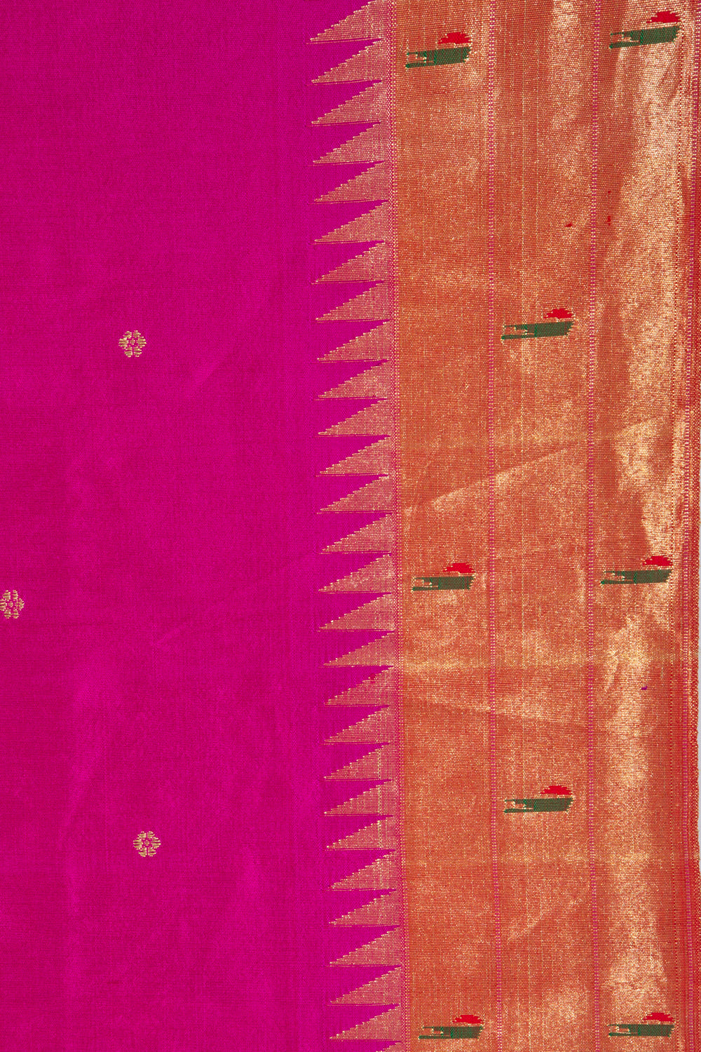 Paithani Silk Butta Pink Saree With Triple Muniya Border
