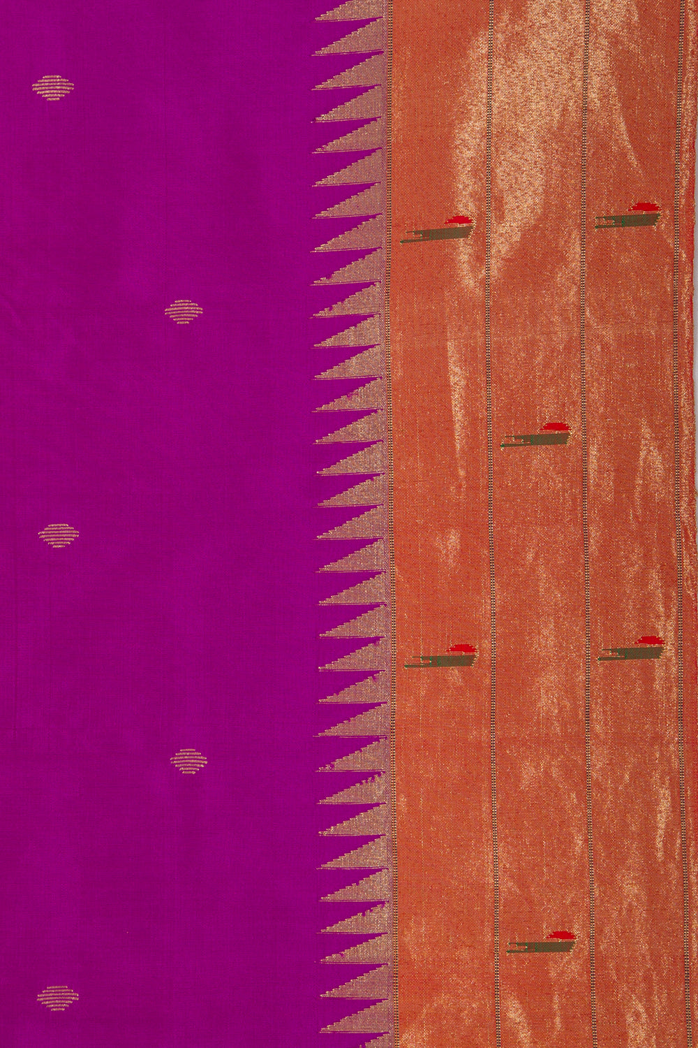 Paithani Silk Butta Purple Saree With Triple Muniya Border
