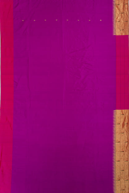 Paithani Silk Butta Purple Saree With Triple Muniya Border