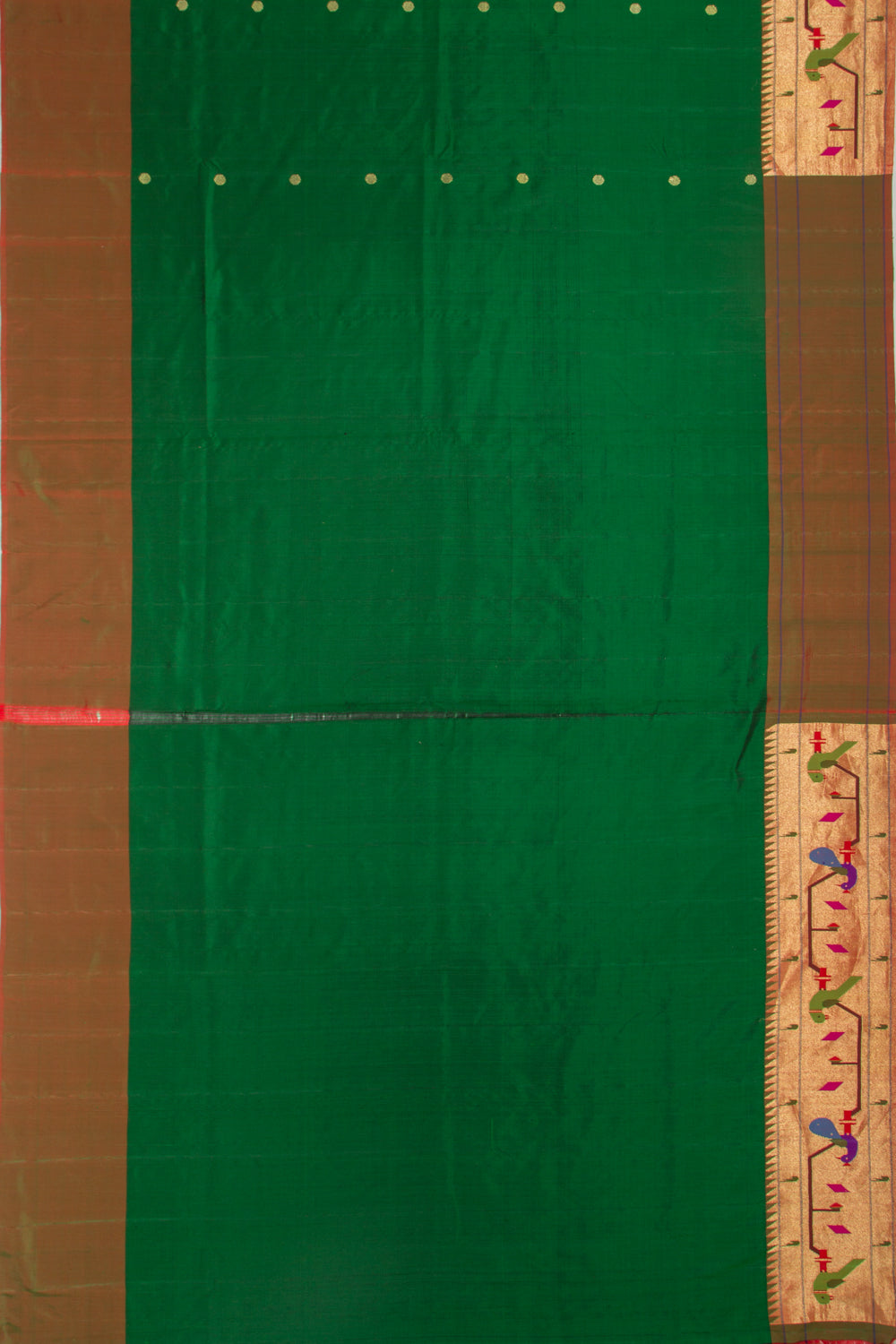 Paithani Silk Butta Green Saree With Akruthi Border