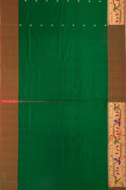 Paithani Silk Butta Green Saree With Akruthi Border