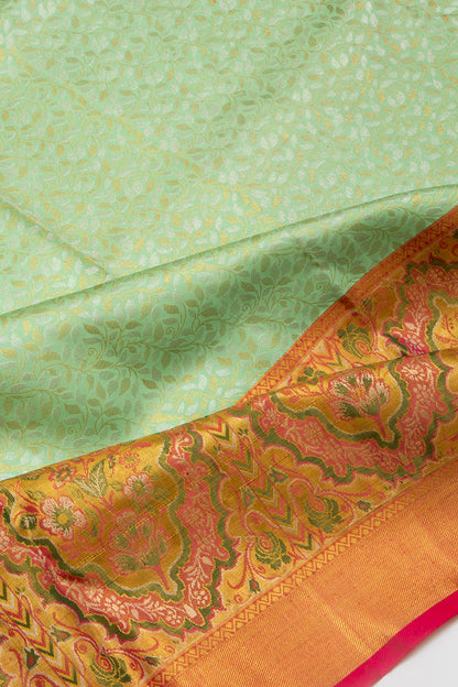 Kanchipuram Silk Jaal Pastel Green Saree