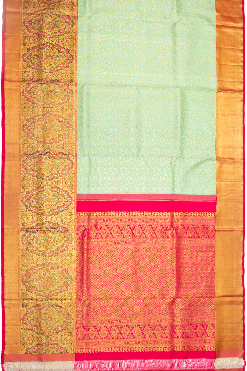 Kanchipuram Silk Jaal Pastel Green Saree