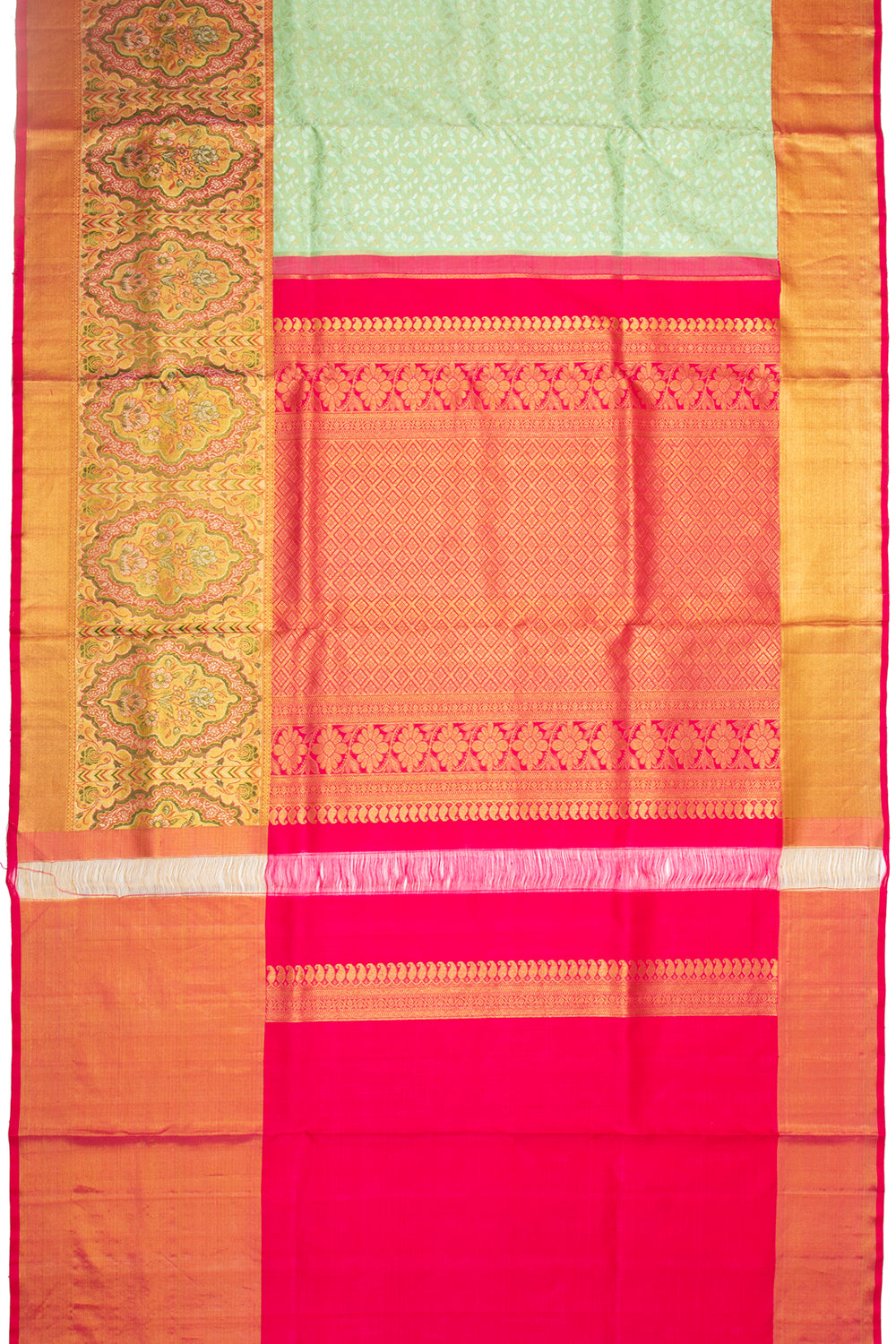 Kanchipuram Silk Jaal Pastel Green Saree