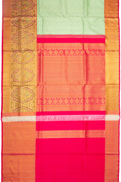 Kanchipuram Silk Jaal Pastel Green Saree