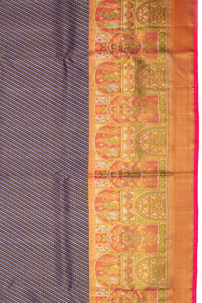 Kanchipuram Silk Brocade Dark Blue Saree