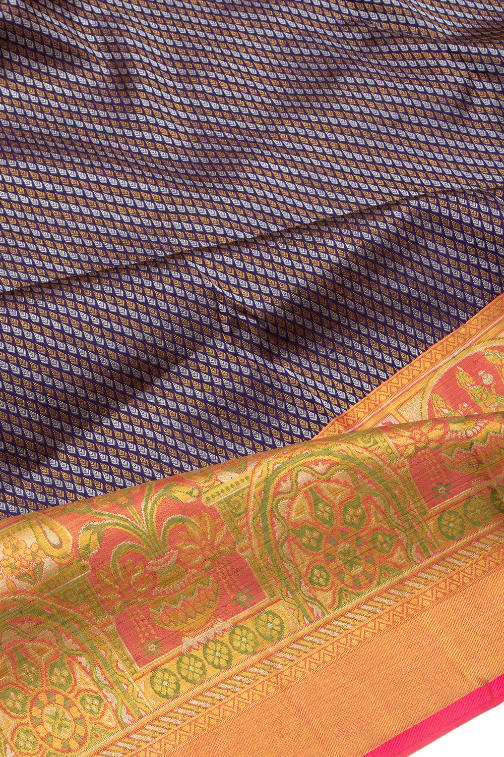 Kanchipuram Silk Brocade Dark Blue Saree