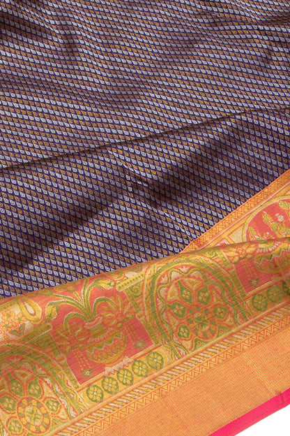Kanchipuram Silk Brocade Dark Blue Saree