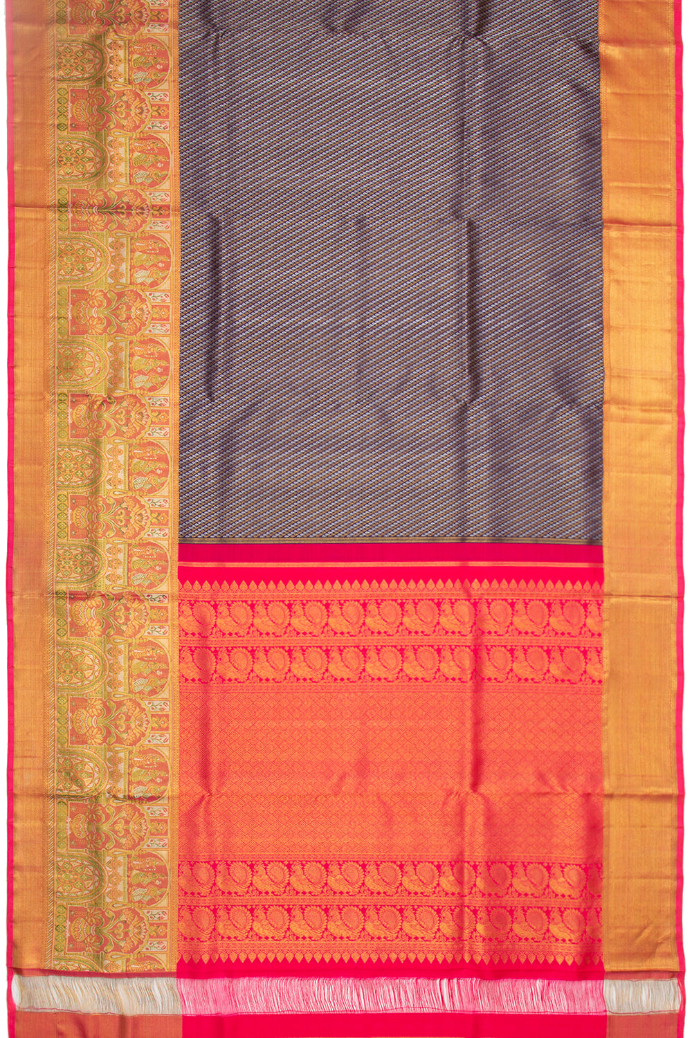 Kanchipuram Silk Brocade Dark Blue Saree